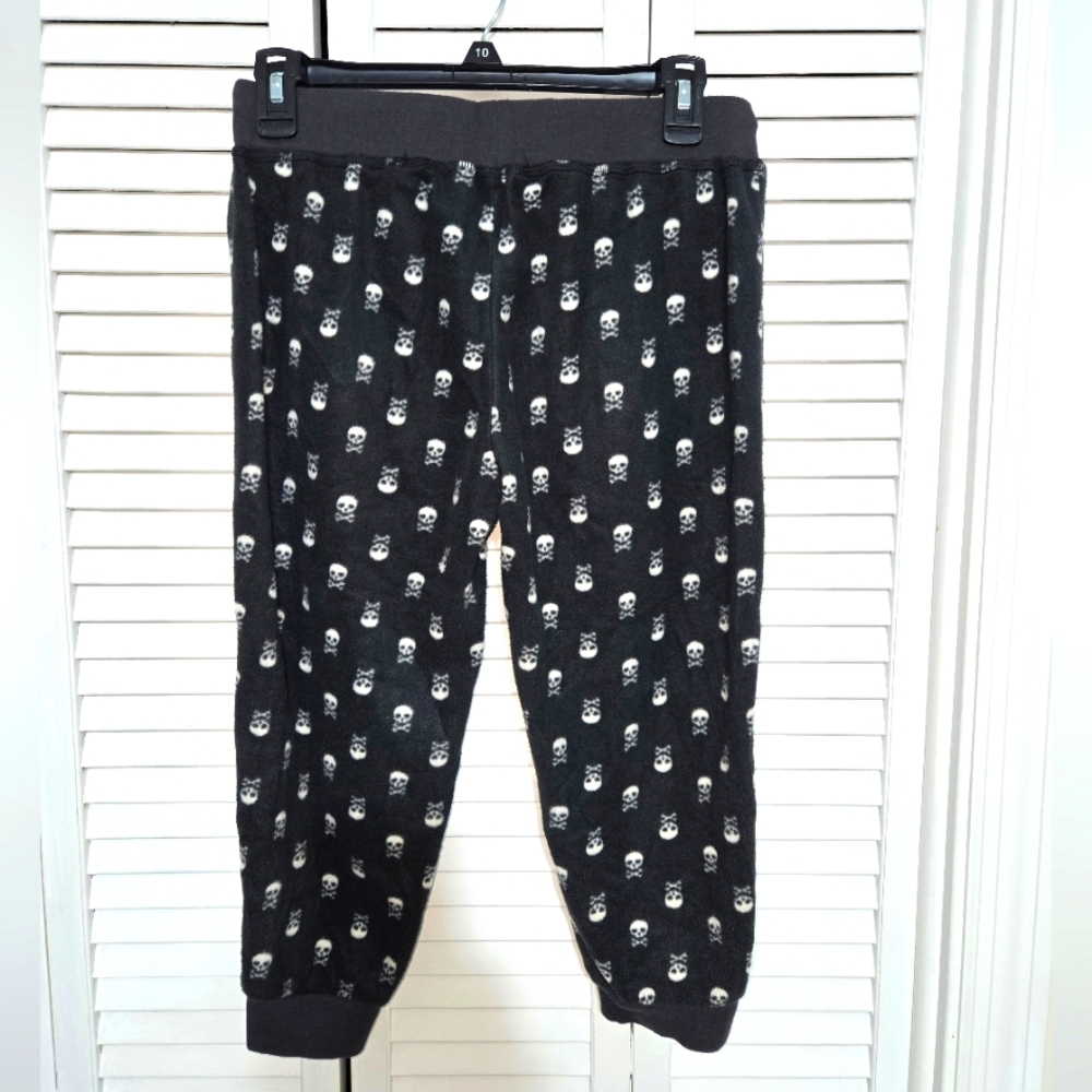 Hot Kiss Women's M Cropped Fleece Skull Joggers - Picture 5 of 11